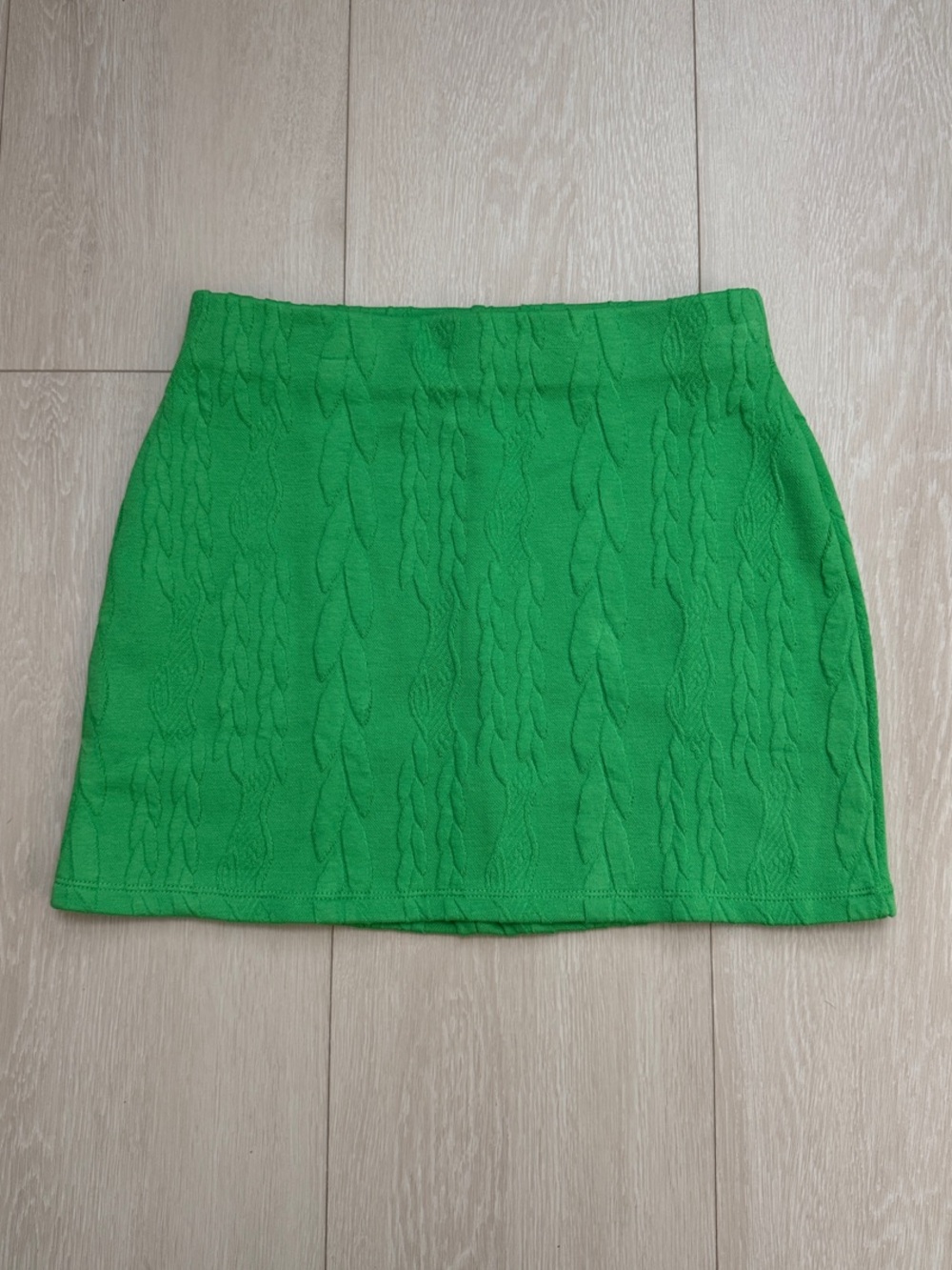 Zara Bright Green Cable-Knit Mini Skirt